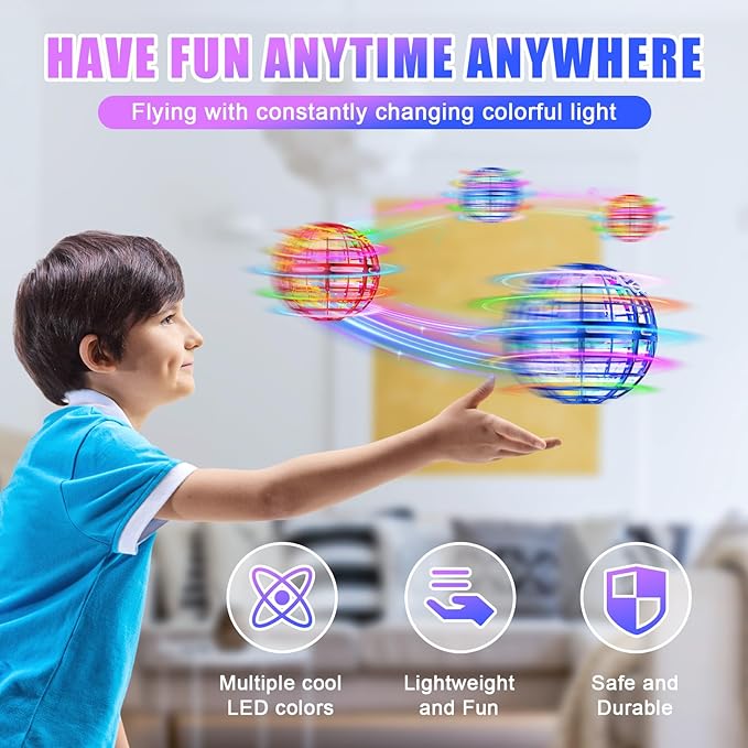 Flying orb Ball 2025 Hover Boomerang Ball 6 Lighting Effects Cool Toys Gift for 678910+ Year Kids Teen Adults Indoor Outdoor Flying Toy（Blue & Red）
