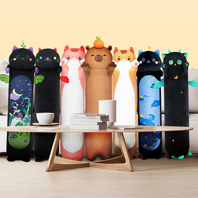 Mewaii Long Capybara Plush 5 Sizes, 120% Extra Filling Giant Plushness Kids Body Pillow, Kawaii Cute Capybara Stuffed Animals Plushies, Big Long Body Pillow Cat Plush Gift for Girls 20”