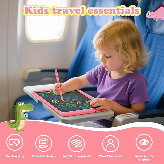EooCoo LCD Writing Tablet for Kids, 10 Inch Colorful Doodle Board Drawing Pad 2 Pack, Learning Toys for Toddlers, No Mess Coloring Books for Travel, Stocking Stuffers for Toddler