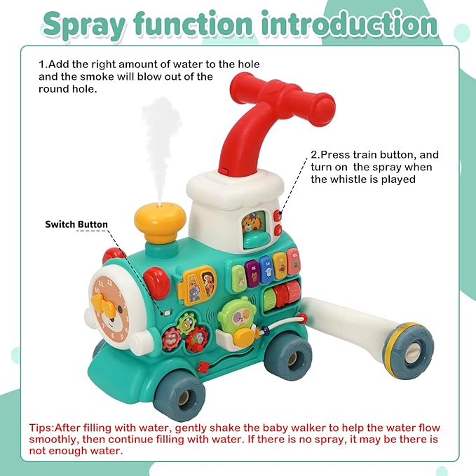 3 in 1 Baby Walker Activity Center Learning Fist-Step Push Toys, Sit-to-Stand Learning Walker Early Educational with Music Panel for Infant Toddler 6+ Months