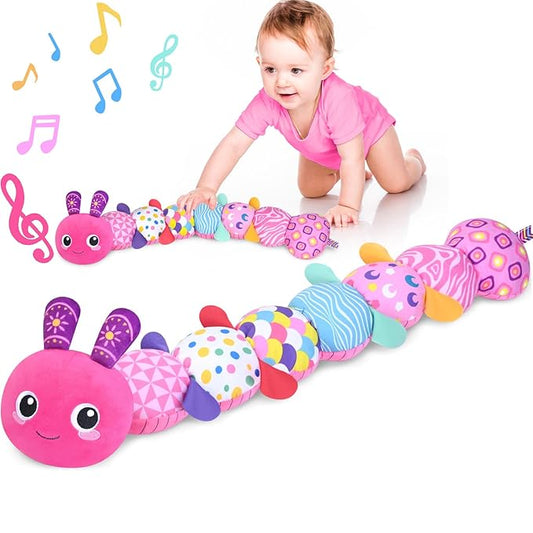 KMUYSL Baby Toys 0-6 6-12 Months, Sensory Music Animal Stuffed Toy for 0 1 2 3 4 5 6+ Months, Plush Toy with Crinkle and Rattles for Infant Newborn, Tummy Time Toys Gifts for 0-3-6-12 Month