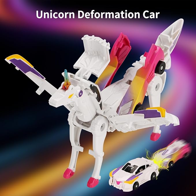 Car Toy transformable Unicorn, Sports car Collision Magic Unicorn, Children's transformable car Robot Suitable for Boys and Girls
