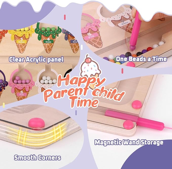 Syahro Montessori Magnetic Color and Number Maze Toy for Toddler Girls, Fine Motor Skills Board, Learning and Educational Birthday Gifts for Kids Girls 3-5 Years Old