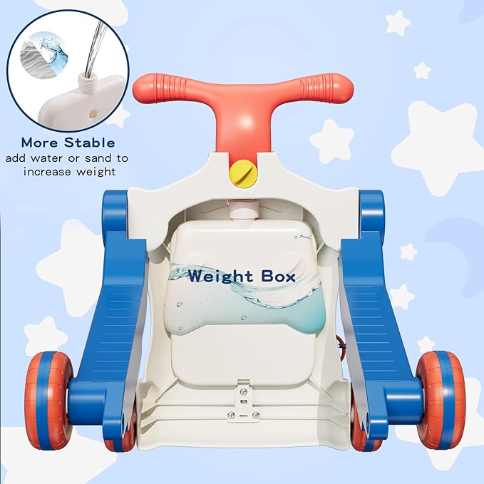 5 in 1 Baby Push Walker for Baby Boy, Activity Center Learning to Walk, Sit to Stand, Early Learning Push Toys for Infant 12 Months, Walking Toys Gift for Toddler Boys, Blue