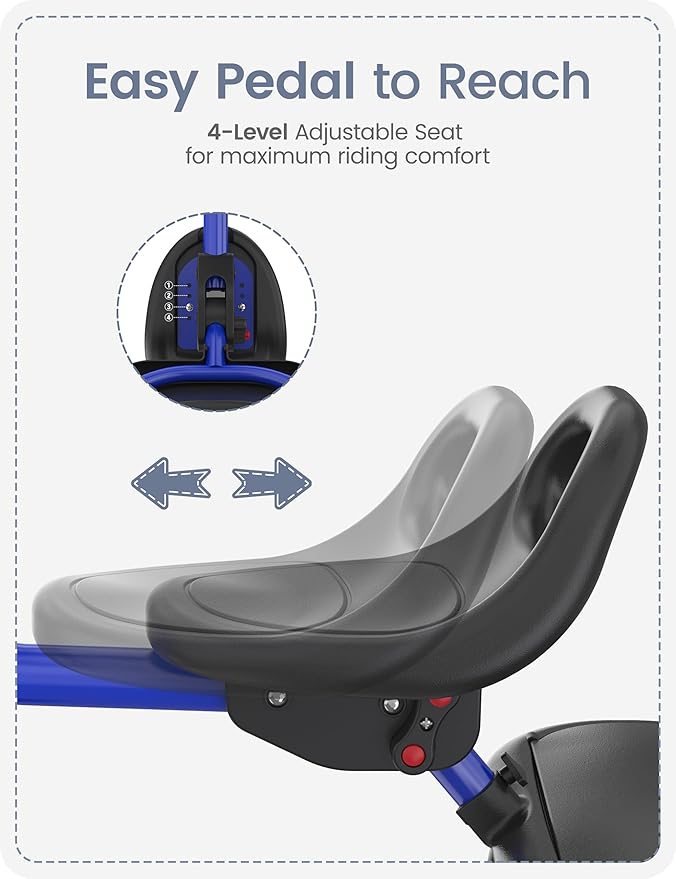 besrey Toddler Tricycle with Bell, Kids Tricycle Age 18 Months to 5 Years, Kids Trike, Toddler Bike for 1.5-5 Year Olds, Baby Trike, Gifts & Toys for Boys & Girls, Blue