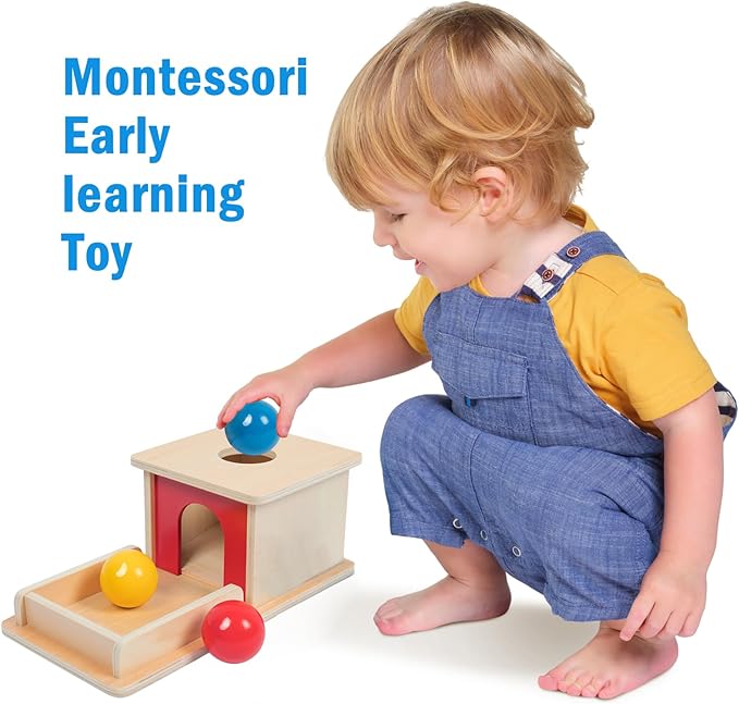 Adena Montessori Wooden Toy for 6-12 Month Baby 3 Balls,Sorting and Stacking Colorful Learning Education Toy for Toddler Kid 1-2 Year Old, Preschool Girl and Boy Gift Full Size Typical