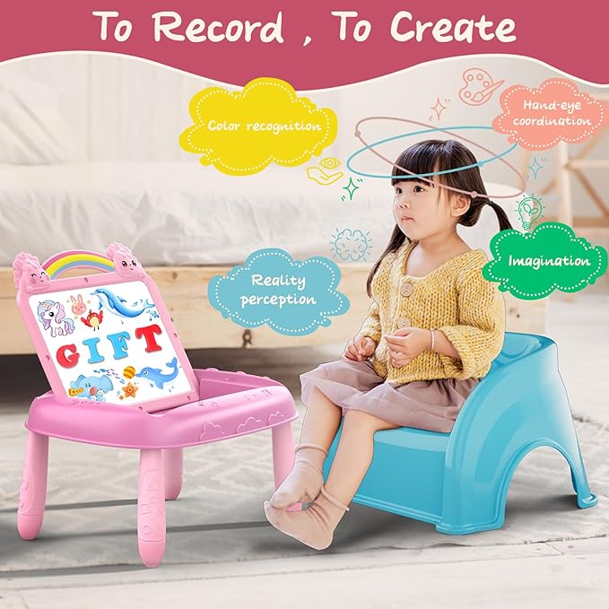 Unicorn Gift for 1-2 Years Old Girl, Magnetic Drawing Board with Magnetic Letters and Numbers, Portable Toddler Educational Toy, Birthday for 1-2 Years Old Girl (Pink)