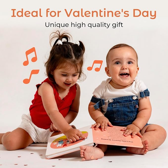 Cali's Books Music Books for Toddlers 1-3 Years Old - Interactive Sound Baby Book for Baby Girls, Musical Toy for 1 Year Olds, Singing Valentine's Day Song Toys, Button Board Book