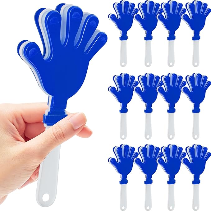 12 Pcs Hand Clappers Noisemakers 7.5 Inch Clappers Noisemakers Plastic Hand Clappers for Birthdays Game Football Sporting Events Cheers Supplies Dance Basketball Football Noisemakers（Blue and White）
