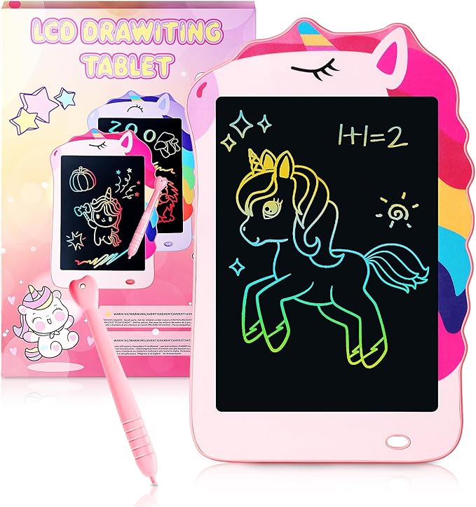 Unicorn Toys LCD Writing Tablet for Girls Kids, Colorful Toddler Toys Drawing Board, Educational Kid Toys Doodle Pad Toys for 3 4 5 6-12 Years Old Girls Boys Birthday Party Christmas Gift, 8.5 Inch
