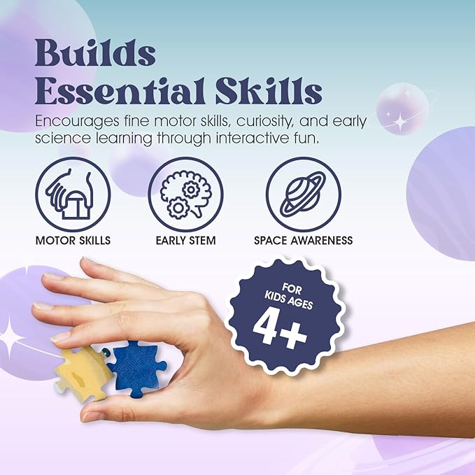 Geotoys Solar System Puzzle for Kids - Space Puzzle for 4+ Year Old, Includes Planets, Stars, and More - 250 Piece Puzzles for Kids - Made in The USA Vibrant Educational Jigsaw Puzzles