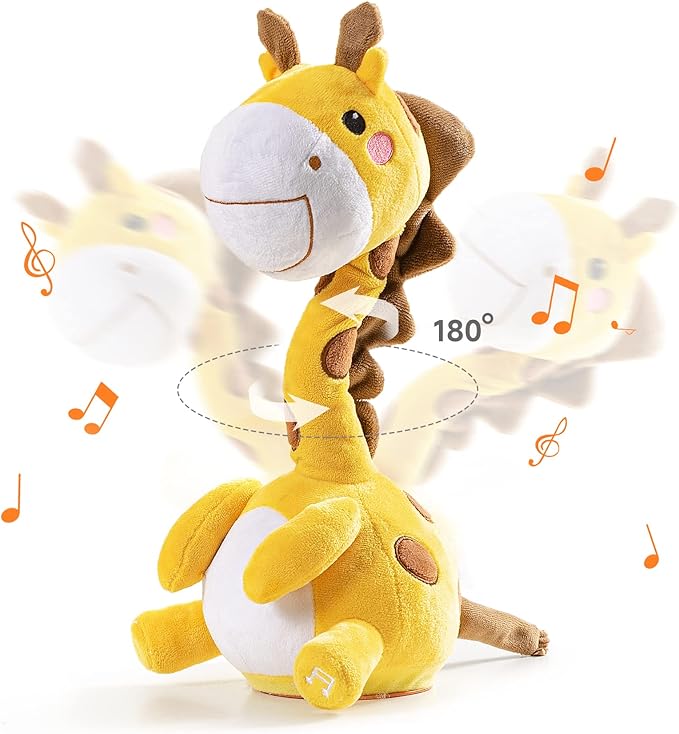 TUMAMA Dancing Talking Giraffe Toys, Mimicking Twisting Electronic Soft Plush Giraffe Toy with Record & Repeating What You Say, Singing Interactive Baby Toy for Toddler Boys Girls Gifts
