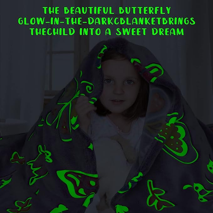 Glow in The Dark Blanket Butterfly Gifts Toys for Girls Women Butterfly Blankets for Birthday Gifts for Kids