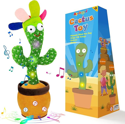 Ayeboovi Dancing Talking Cactus Toy for Toddlers, Adjustable Volume 120 Songs Singing Cactus Repeating What You Say, Interactive Recording Mimicking Cactus Toy Baby Gifts for Boys and Girls