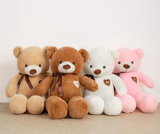 Big Teddy Bear Stuffed Animal with Love Heart 31.5 Inch Giant Plush Toy Large Soft Doll for Kids Girls Girlfriend Pink