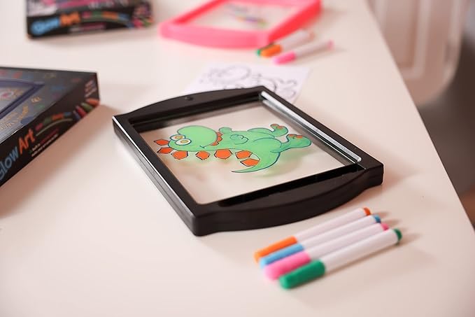 Marvin's Magic - Glow Art - LED Doodle Board for Children - Light Up Drawing Pad, with Glow in The Dark Colouring Pens - Battery Powered Magic Drawing Tablet - Light Up Tracing Pad Suitable for 5+