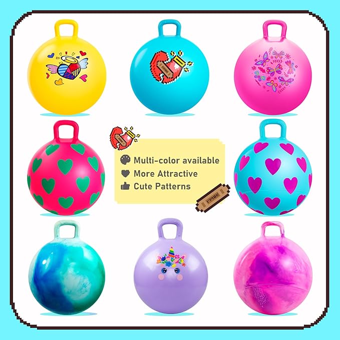 EVERICH TOY Hopper Ball for Kids 4-8, 18In Ride On Bouncy Balls with Handle, Blue Inflatable Christmas Hopping Toys Gifts for Girls Boys, Indoor Outdoor Active Play Toys