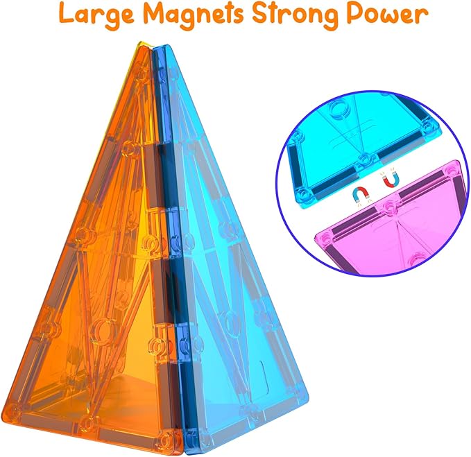 Magnetic Tiles Building Block Set: 16PCS Isosceles Triangle Expansion Pack Construction Building Blocks, Starter Set for Kids Ages 3+