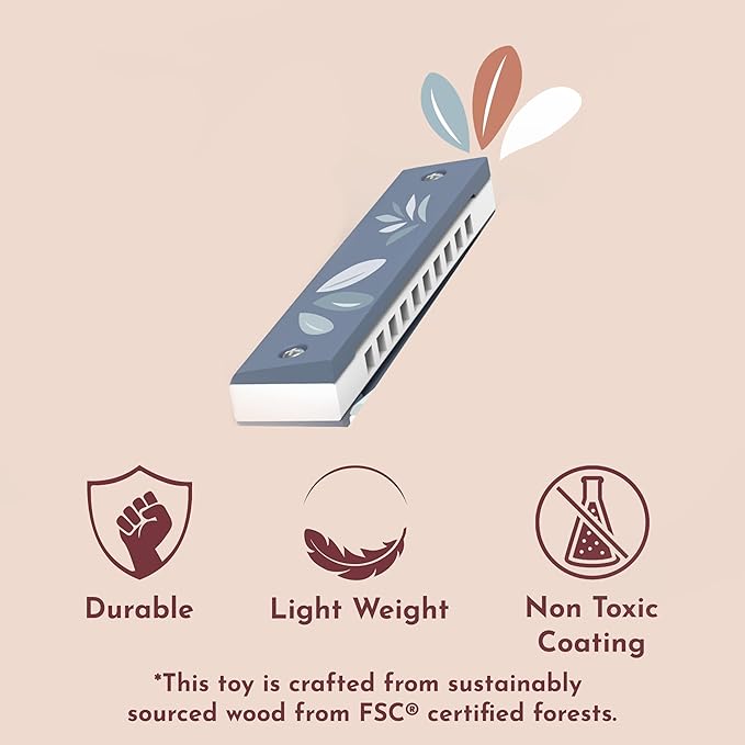 SPEEDY MONKEY Wooden Harmonica for Kids | Mouth Organ Musical Toy for Toddlers & Beginners | Multicolor Musical Instrument Toy for Early Learning, Sensory Play & Pretend Music Fun (Color May Vary)