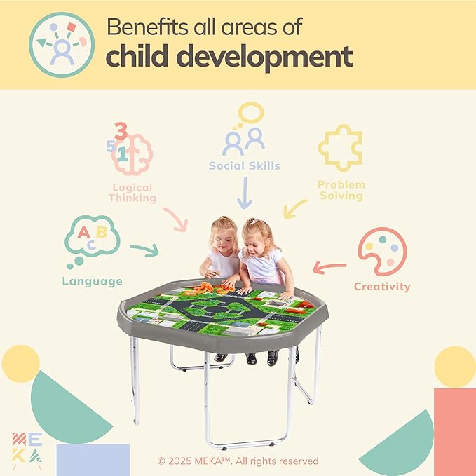 MEKA Large Tuff Tray Set (Grey), Sensory Tray Plus Stand, Sand and Water Table for Toddlers, Outdoor Water Table and Sensory Table, Kids Water Table, Sand Tray, Play Tray, Tuff Tray for Sensory Play