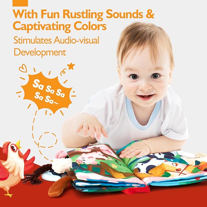 hahaland Baby Books 0-6 Months,Infant Tummy Time Toy Sensory Toys 6 to 12 Months Touch Feel Book Gifts for Boy Girl 0-3 Month Learning Toy Baby Christmas Birthday Gifts Stocking Stuffers (Single)