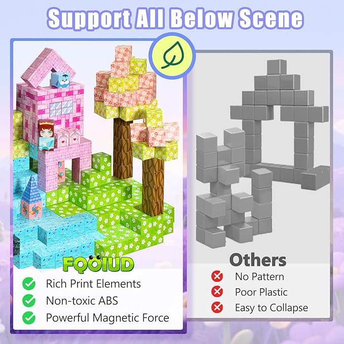 Magnetic Blocks - 150PCS Magnetic Building Blocks, STEM Constructions Magnet Blocks for Boys Girls Age 3 4 5 6 7 8 9 10, Sensory Stacking Toy Christmas Birthday Gifts for Kids