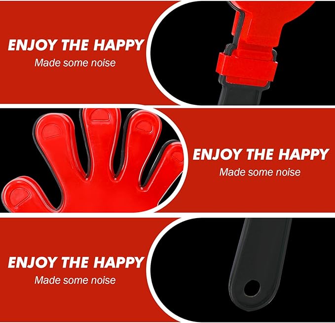12 Pcs Hand Clappers Noisemakers 7.5 Inch Clappers Noisemakers Plastic Hand Clappers for Birthdays Game Football Sporting Events Cheers Supplies Dance Basketball Football Noisemakers(Red and Black)