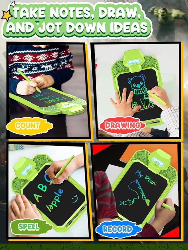 LCD Writing Tablet Doodle Board 10 Inch, Colorful Drawing Pad, Electronic Drawing Tablet, Drawing Pads,Travel Gifts for Kids Ages 3 4 5 6 7 8 Year Old Girls Boys (Powerful Warrior)