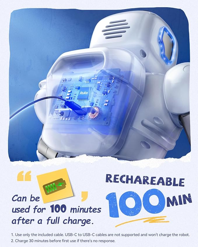 Ruko 1088 Smart Robots for Kids, Large Programmable Interactive RC Robot with Voice Control, APP Control, Present for 4 5 6 7 8 9 Years Old Kids Boys and Girls