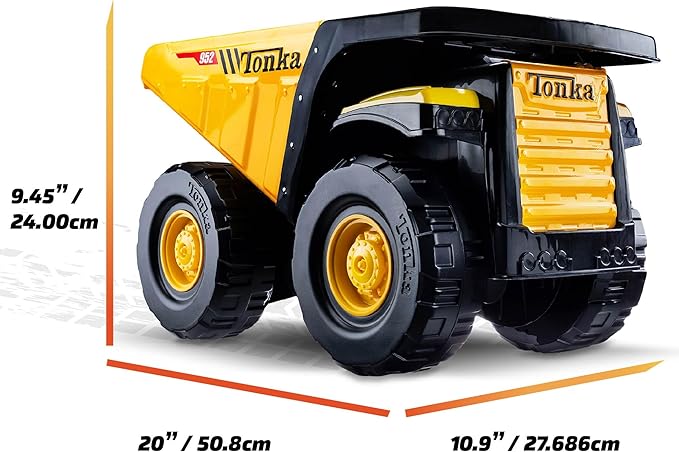 Tonka Steel Classics Toughest Mighty Dump Truck - Made with Steel & Sturdy Plastic, Large Yellow Toy Construction Truck, Boys and Girls, Kids, Toddlers, Ages 3+