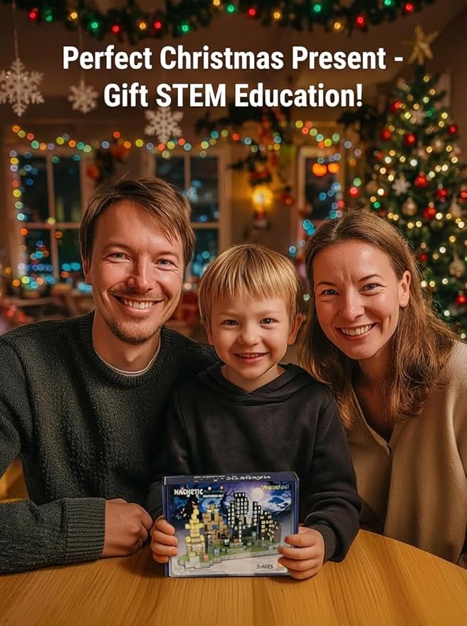 137PCS Magnetic Blocks - Magnetic Building Blocks, World Magnetic Lights Tiles Kids Build Cubes, STEM Toys for 3-5 4-8 5-7 Year Old Boys and Girls, Sensory Creative Activities Christmas Birthday Gift