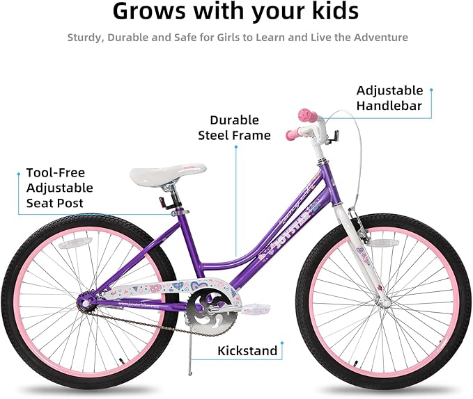JOYSTAR Angel Girls Bike for Toddlers and Kids Ages 2-13 Years Old, 12 14 16 18 20 Inch Kids Bike with Training Wheels & Basket, 20 24 Inch Girls Bicycle with Handbrake & Kickstand