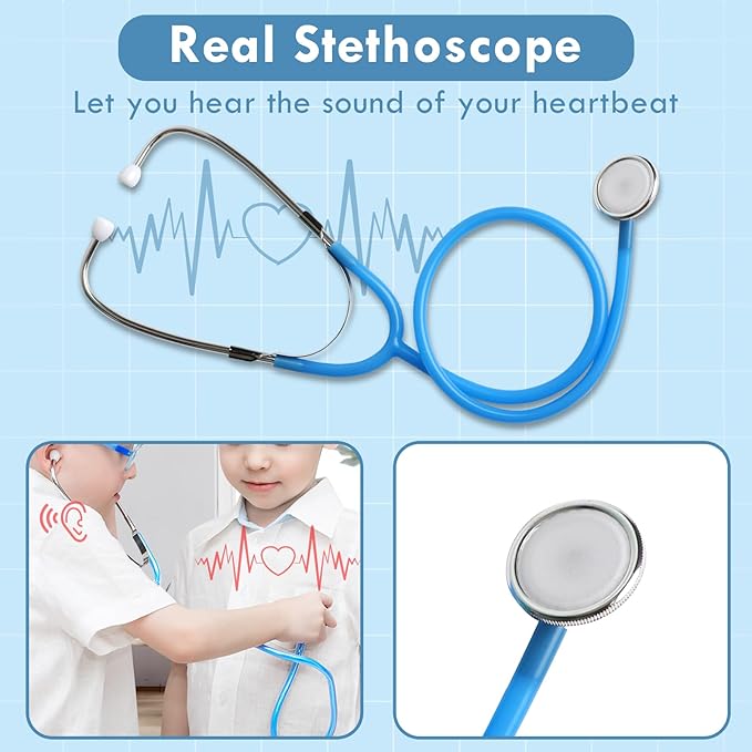 Lehoo Castle Doctor Kit for Toddlers 3-5, Kids Doctors Play Set, Pretend Play with Doctor Costume Toy Stethoscope Medical Kits for Girls Boys 3 4 5