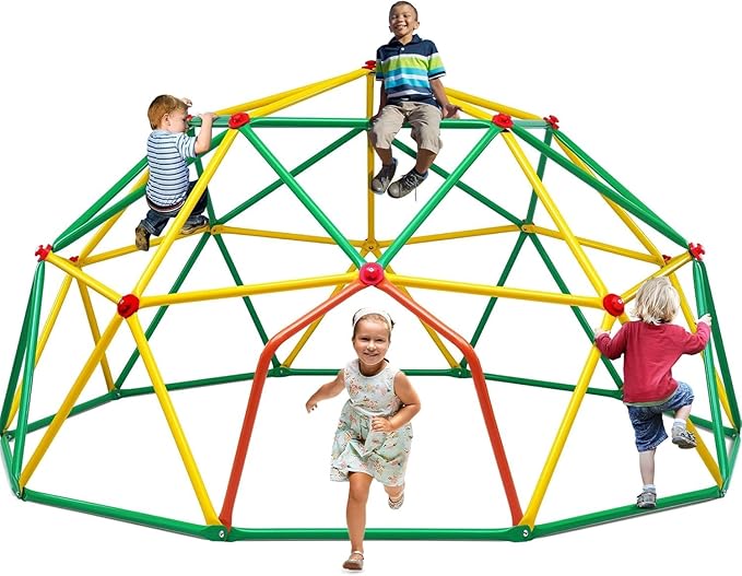 Zupapa 10FT Climbing Dome, Outdoor Wide Door Dome Climber for Kids Supporting 1000 lbs, Easy Assembly Playground Jungle Gym Backyard Play Equipment