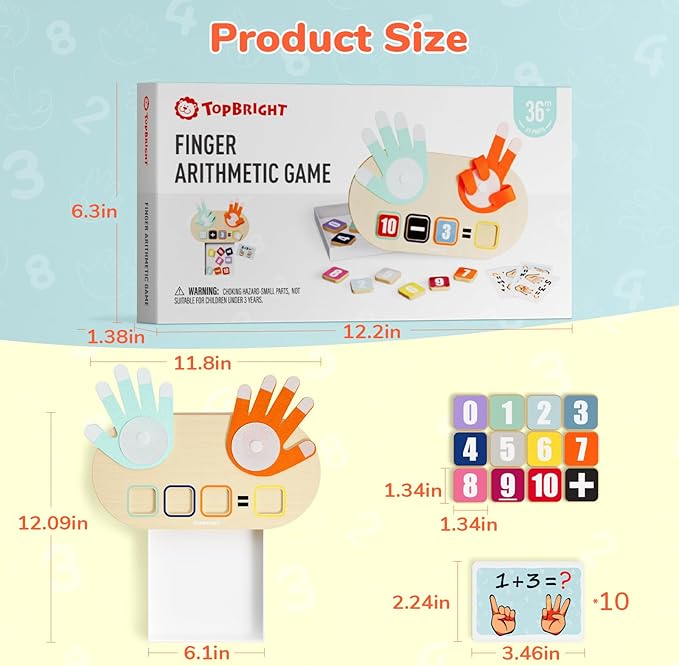 TOP BRIGHT Educational Learning Number Toy for Toddler - Finger Counting Math Toys, Homeschool Supplies for Math Manipulates, Number Counting Blocks for Kids, Montessori Toy for 3 Year Old