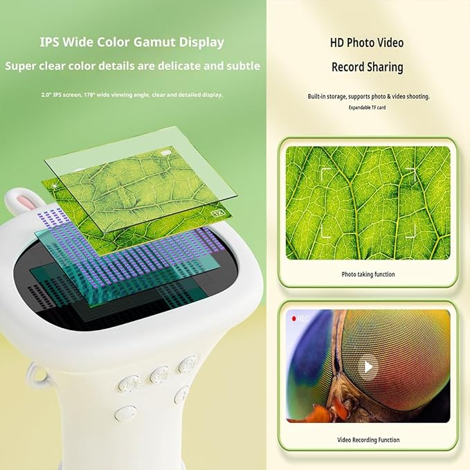 Lens Microscope Toy, Handheld Digital Microscopes, HD Pocket Portable Mini USB Microscopes Camera, 2" IPS Screen 1000X Microscope for Kids, Science Edu Fun Birthday Gifts Toys for Children (2Pcs-A)