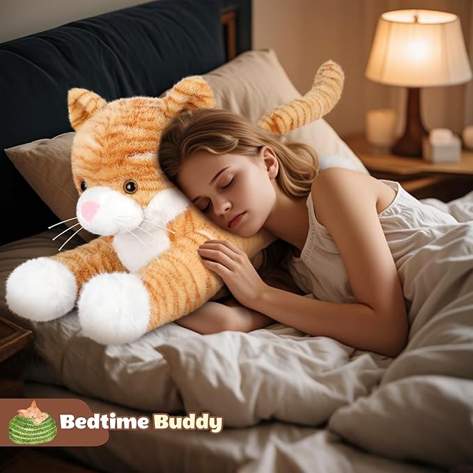 Giant Cat Plush 30", Jumbo Soft Orange Cat Stuffed Animal, Giant Plush Toys Hugging Pillow for Stress Relief & Sleep Aid, Huge Cuddly Cats Plushies Gift for Kids Adults