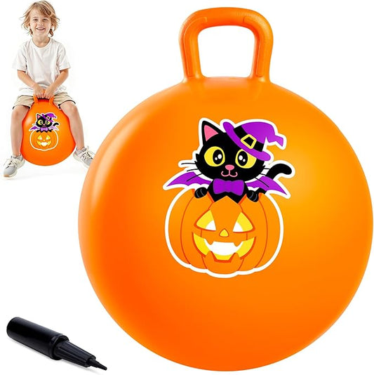 ZOOJOY Hopper Ball for Kids Aged 3-8, 18In Bouncy Balls with Handle, Orange Inflatable Hoppity Hop Ball, Indoor Outdoor Active Jumping Hopping Toys for Boys Girls