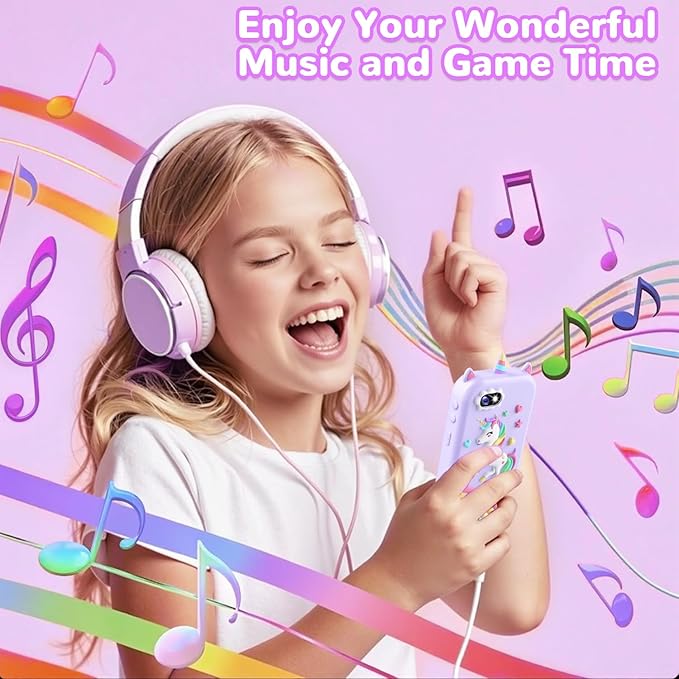 Lapare Kids Smart Phone Toy for Girls, 2.8" Touchscreen Toddler Learning Play Toy Phone with Dual Camera, Game, Music Player, 32GB SD Card, Christmas Birthday Gifts for Girls Age 3-10(Purple)