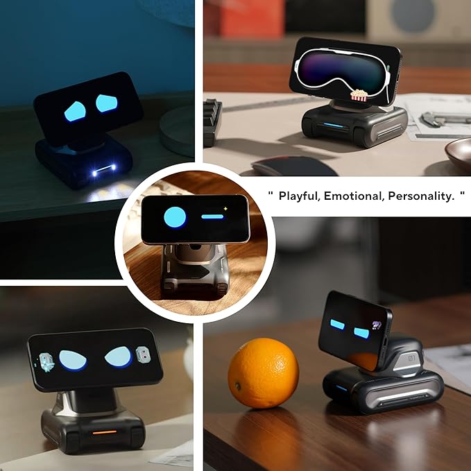 LOOI Robot-Space Black – AI Desktop Companion with Visual Understanding (Objects, People & Scenes), ChatGPT Voice Interaction, Memory, Personality, Gesture & Facial Control,10W Wireless Charging