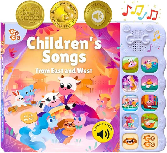 GO GO Children's Songs from East and West 8 Baby Songs, Musical Book for Toddlers 1-3, Nursery Rhyme Books, Talking Features, Singing Toys and Music for Early Learning and Entertainment