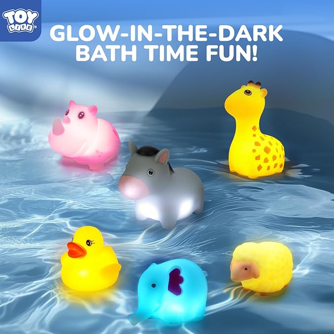 TOY Life 12 PCS Animals Light Up Bath Toys Ages 1-3, No Hole Glow Bath Toys for Kids, Baby Toddler Bath-Time Gifts for Easter, Christmas Stocking Stuffers for Kids, Ideal for Shower, Bathtub, Pool