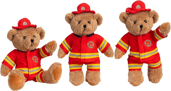 HollyHOME Firefighter Stuffed Animal Teddy Bear Soft Plush Toy with Firefighter Uniform Fire Fighter Doll Gifts for Kids and Firefighters Holiday Birthday Valentine 16 inches