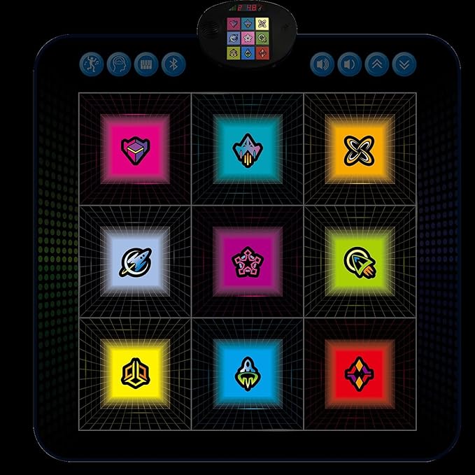 SUNLIN Light Up Dance Mat, Toy Gift for Girls Boys 3-10, Wireless Dance Pad w/ 9 Light-Up Buttons & Bluetooth, Music Pad w/ 4 Game Modes, Volume Control, Birthday Gifts for 3 4 5 6 7 8 Years Old Kids