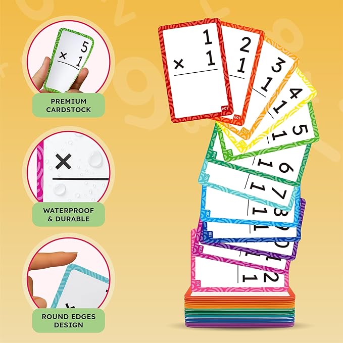 JoyCat 162 Multiplication Flash Cards - All Facts 1-12 Times Tables with Visual Aids Mastered & Review Sorting for Kids 3rd 4th 5th Grade or Homeschool Supplies