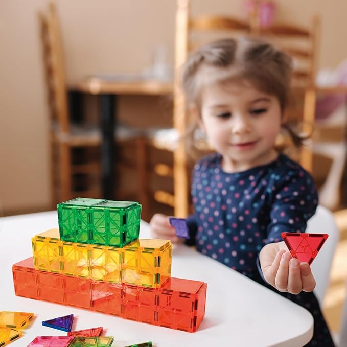 FNJO Magnetic Tiles, 52 PCS Magnet Building Set, Magnetic Building Blocks,Construction STEM Toys for Kids