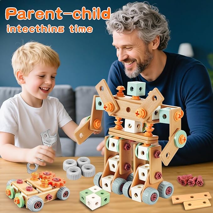 Kids Tool Set with Drill,155Pcs Toddler Tool Set with Toolbox,STEM Montessori Toys for 3 4 5 Year Old,Pretend Play Kid Toy,Educational Construction Toy for 3-5 Year Old Boy Girl,Birthday Gift for Kids