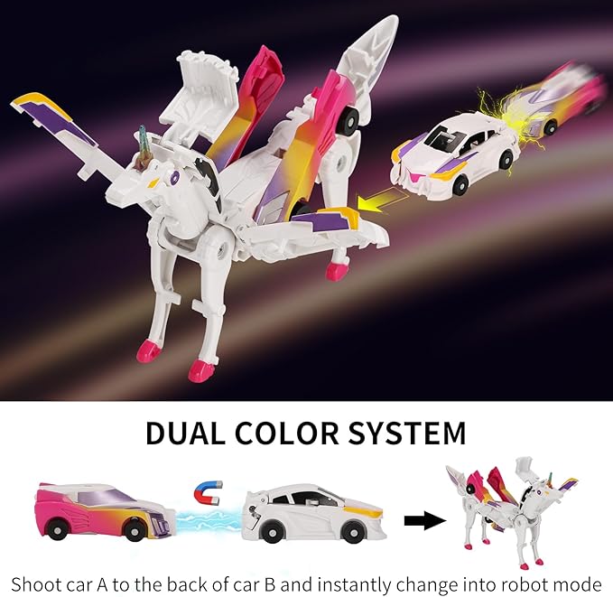 Car Toy transformable Unicorn, Sports car Collision Magic Unicorn, Children's transformable car Robot Suitable for Boys and Girls