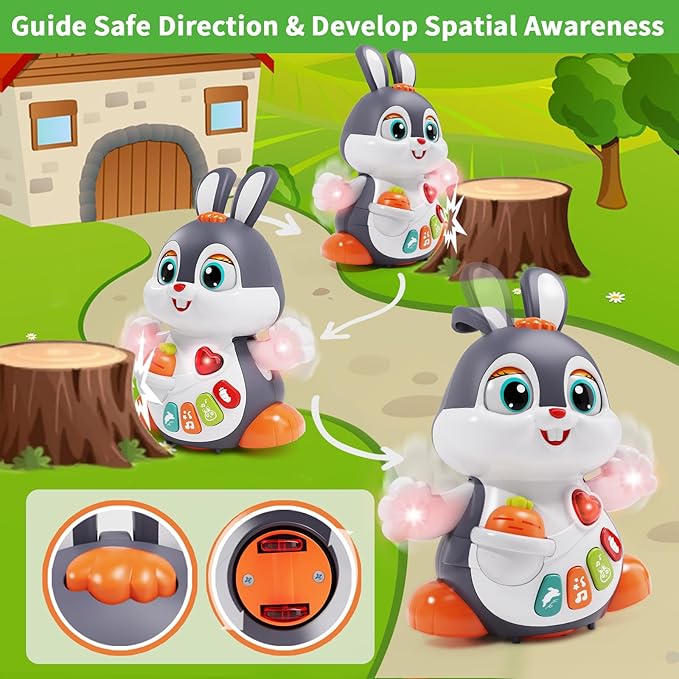 Baby Toys 12-18 Months, Musical Bunny Light Tummy Time Infant Baby Crawling Toy 6-12 Month, Dancing Moving Walking Toddler Toy 3 4 5 6 7 8 9 Month 1 Year Old Boy Girl Christmas Birthday Gifts