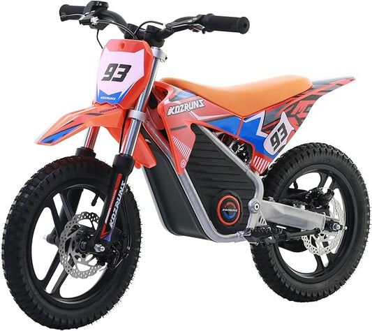 Electric Dirt Bike for Boys Girls Ages 5-10, 350W High Racing Competition Grade Motorcycle, Up to 18MPH 3 Speed Settings Balance Bike, 14IN Off-Road Tires Advanced Shock Absorption, Orange